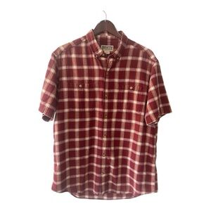 Duluth Trading Co. Red Short Sleeve Plaid Button Down Shirt Size L Men